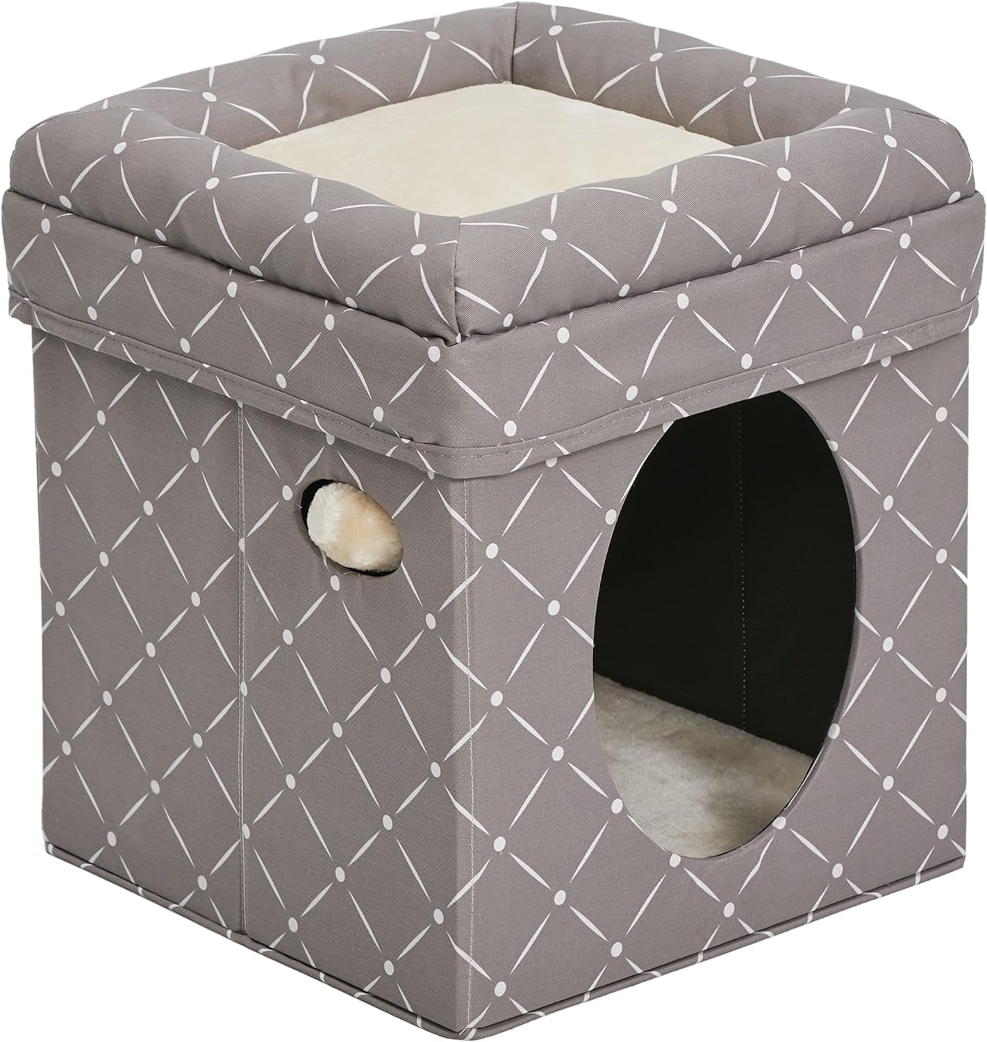 Cat Hous  in Fashionable Mushroom Diamond Print