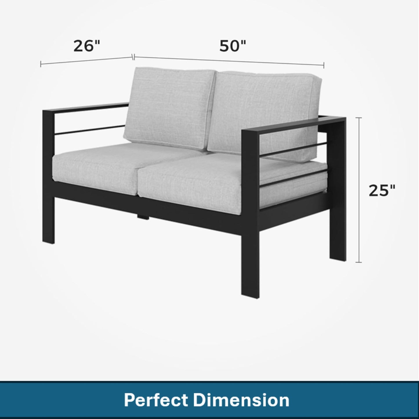 Outdoor Patio Set Aluminum Black Light Gray Olefin 5 Piece Seats 7