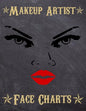 Makeup Artist Face Charts: Makeup cards to paint the face directly on paper with real make-up - Ideal for: professional make-up artists, vloggers - Paperback