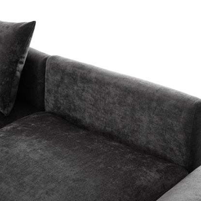 Sectional Sofa U-Shape Modular Chenille Black 5-Seat USB Ports 86.6x61.4 In