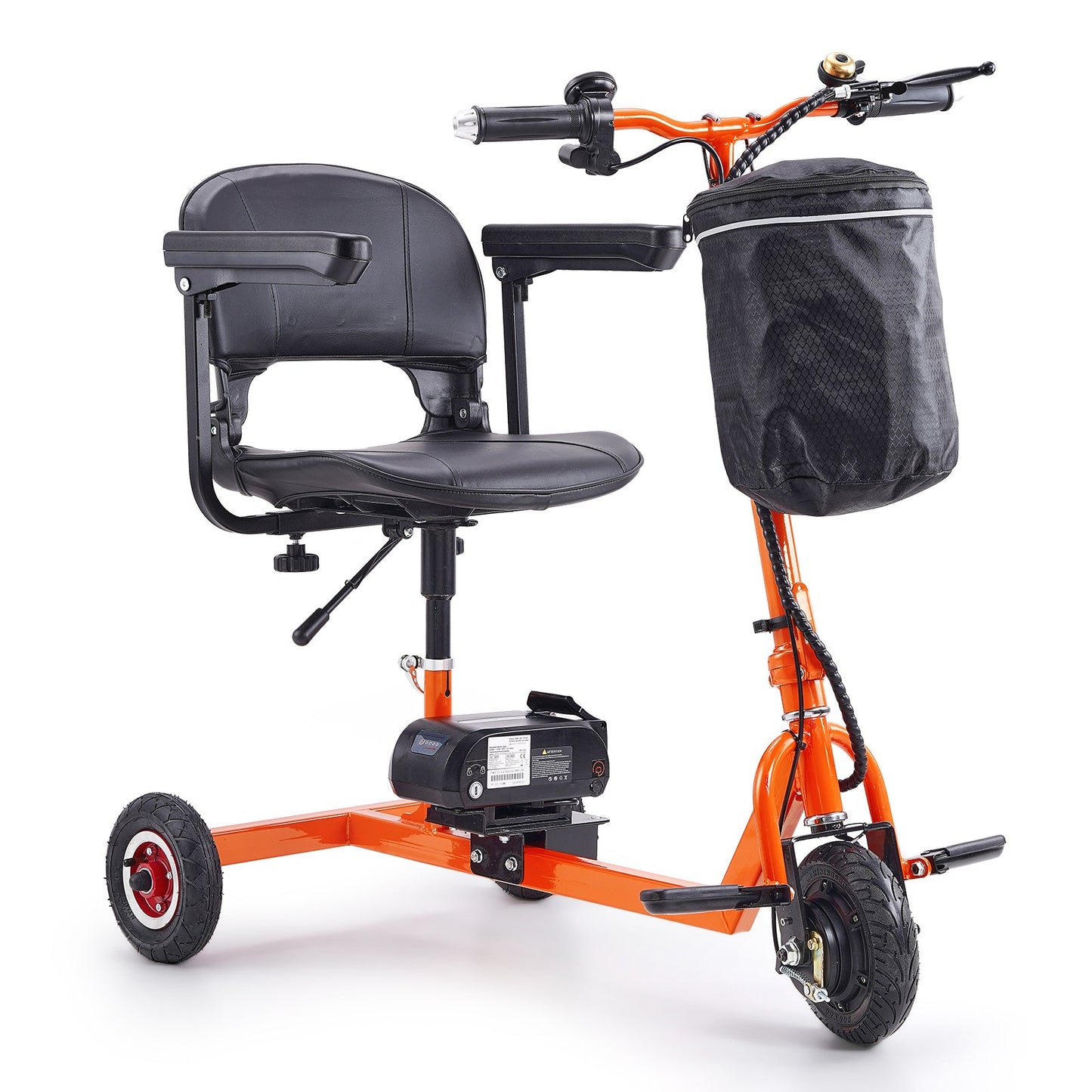 Mobility Scooter 3-Wheel Foldable Iron Orange 300 LB 12 Mile Range