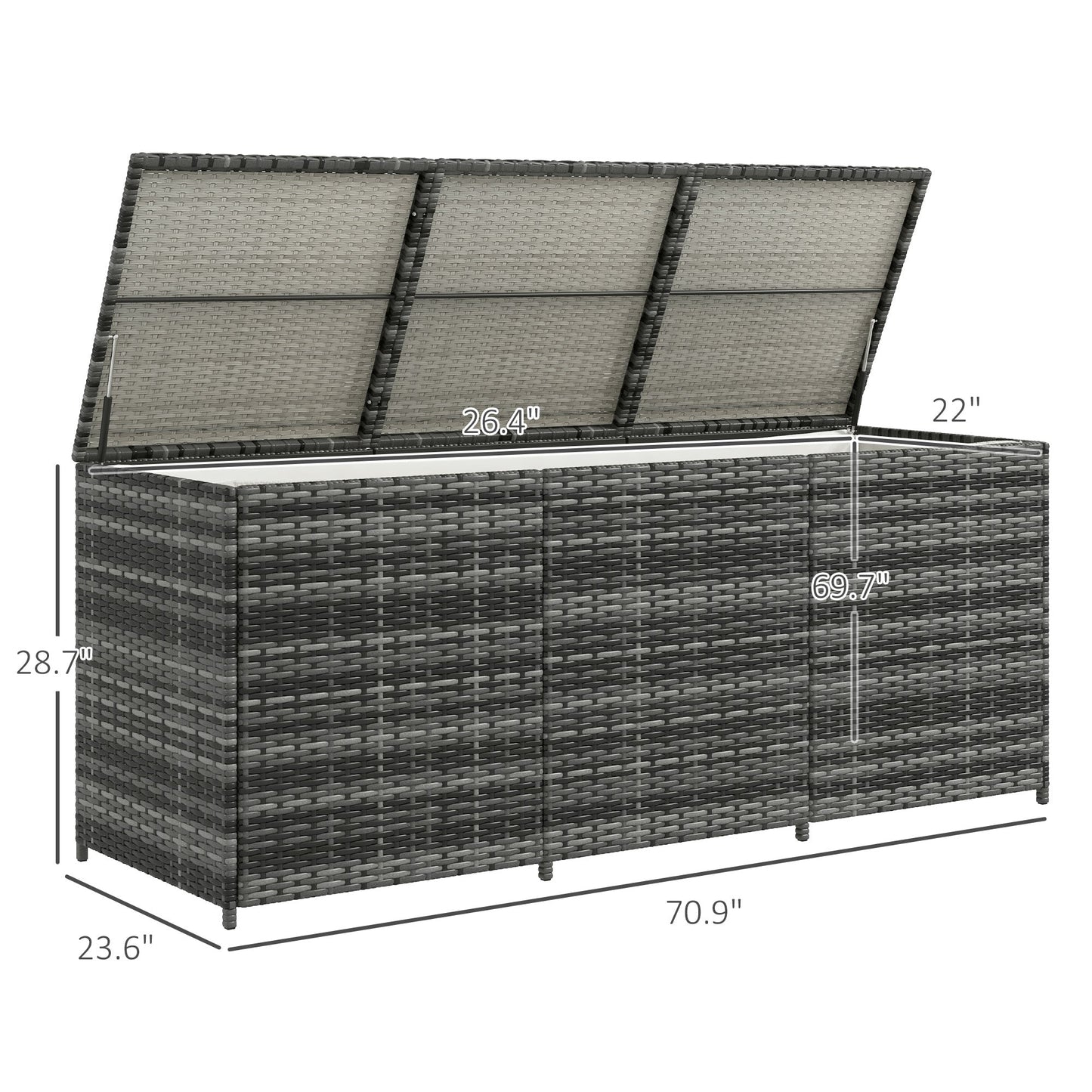 175 Gallon Outdoor Storage Box with Inner Liner, PE Rattan Wicker Deck Box with