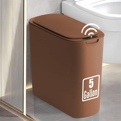 TIPGO 5 Gallon Motion Senor Bathroom Trash Can with Lid, Automatic Garbage Can Touchless, Smart Plastic Waste Basket for Narrow Spaces, Bathroom, Office, Bedroom, Living Room (Black)