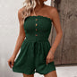 Hot Selling Summer Leisure Vacation Solid Color High Waist Design Strapless Jumpsuit Shorts
