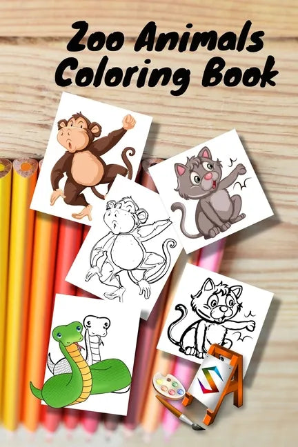 Zoo Animals Coloring Book: size 6 x 9 in for girls and boys aged 2 to 6 years old - Paperback