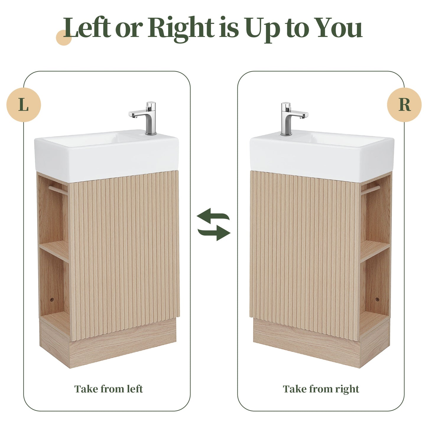 18.6' Bathroom Vanity with Sink, Bathroom Vanity Cabinet with Two-tier Shelf,...