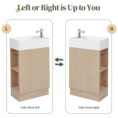 18.6' Bathroom Vanity with Sink, Bathroom Vanity Cabinet with Two-tier Shelf,...