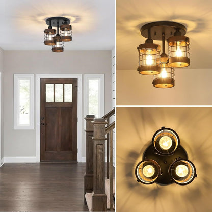 Semi Flush Mount Ceiling Light 3-Light Farmhouse Chandelier Fixtures