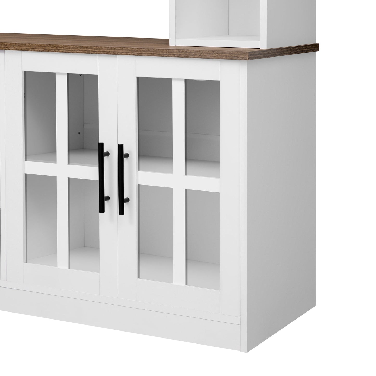 White MDF Glass TV Stand Entertainment Center Wall Unit 80