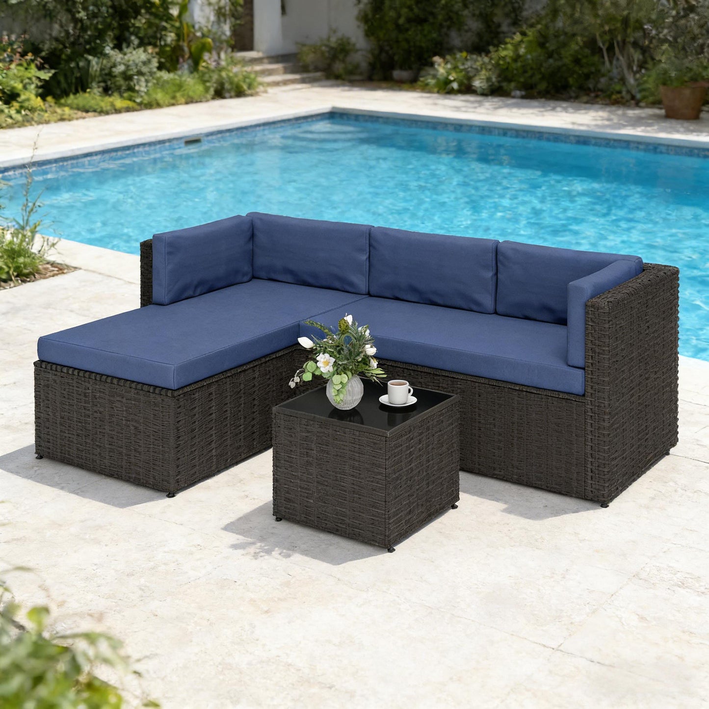Comfortable Conversation Furniture Set,3 Piece Outdoor Furniture Set
