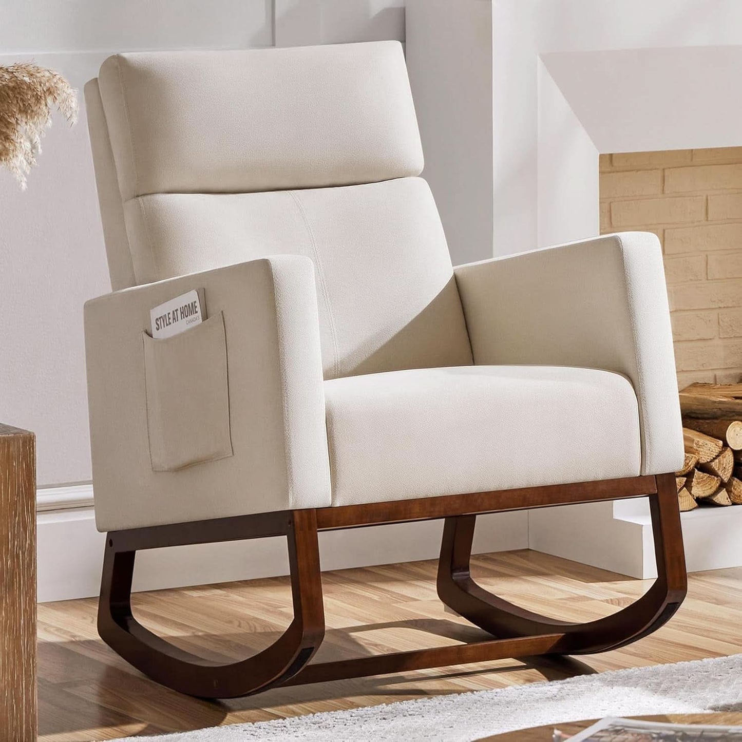 Rocking Recliner Chair With Side Pocket And Adjustable