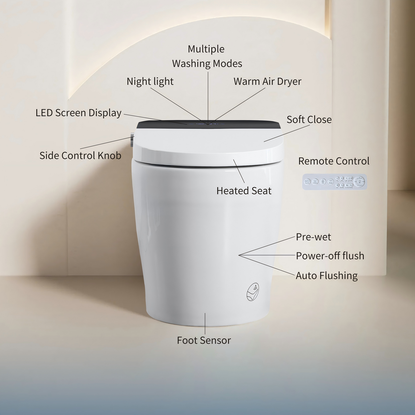 Tankless Smart Toilet With Bidet Built In, One-piece Bidet Toilet Seat, Auto ...