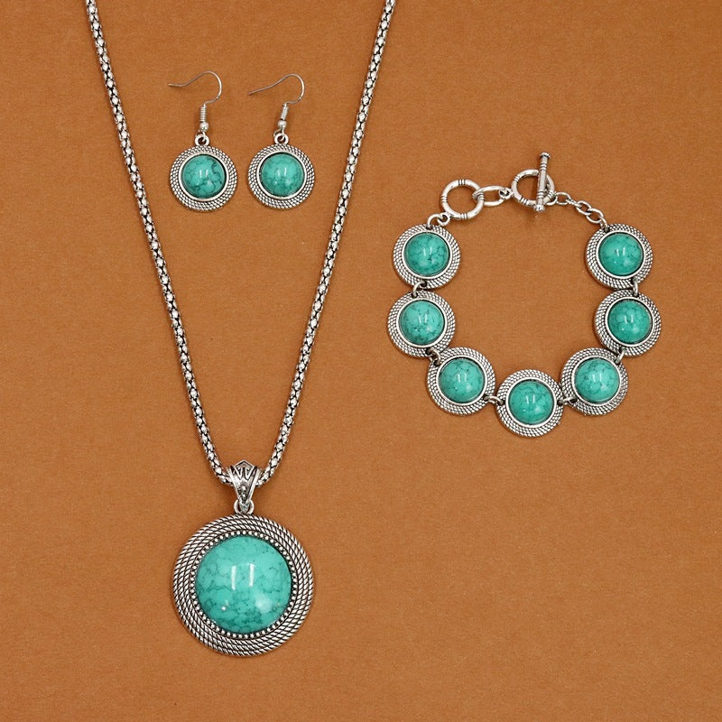 European And American Ethnic Bohemian Turquoise Necklace For Women