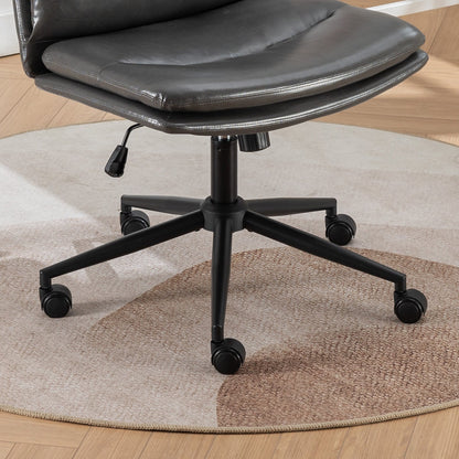 Office Chair Swivel Criss-Cross PU Leather Gray Iron Base Adjustable Height