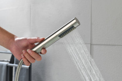 Floor Mounted Tub Faucet High Flow Freestanding Tub Filler with Handheld Shower Swivel