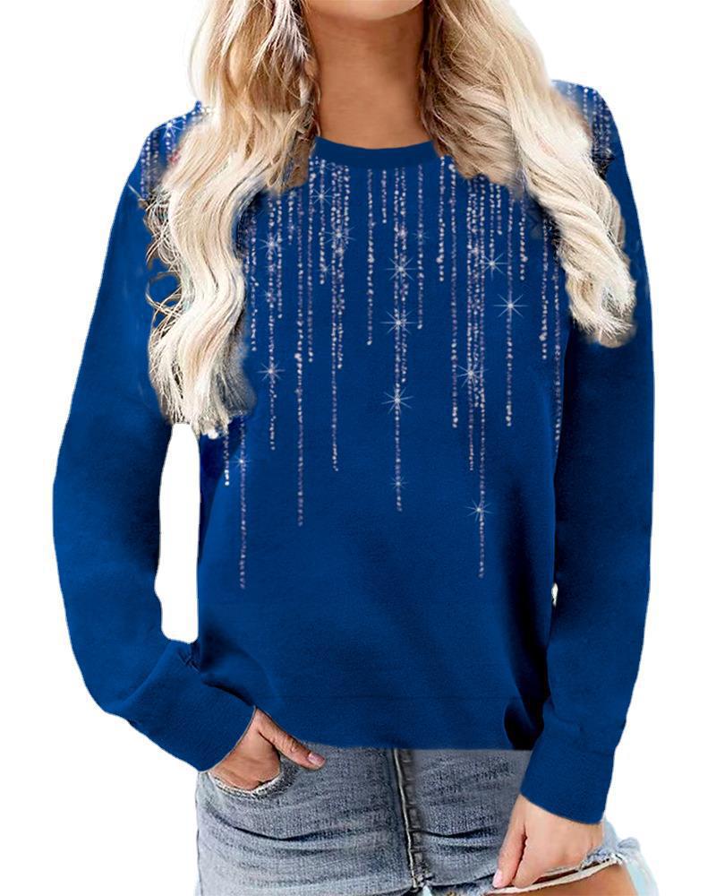 Women's Long-sleeved Sweatshirt With Printed Star Pattern