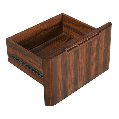 90' Modern L Shaped Desk in Walnut with 3 Drawers,360deg Wood Rotating Desk,Exe...