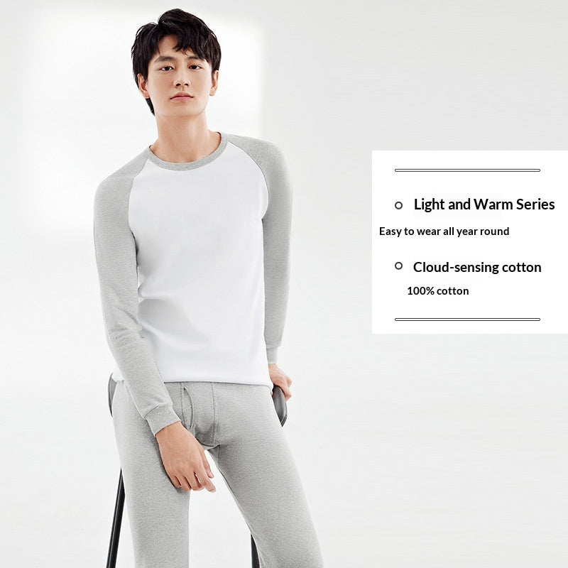 100 Cotton Antibacterial Autumn Top And Bottom Set Mens Thermal Underwear