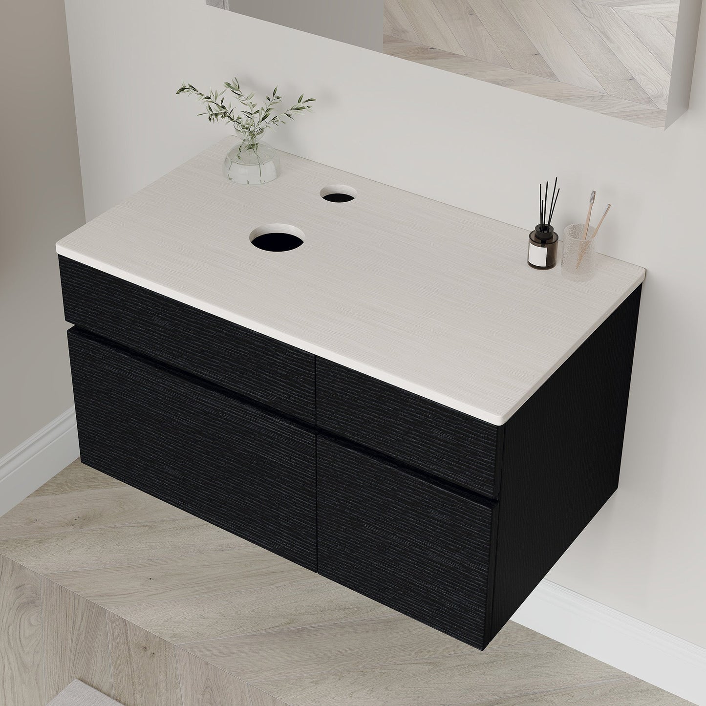 31.5' Modern Wall-Mounted Single Sink Bathroom Vanity Base Only Painted Floating