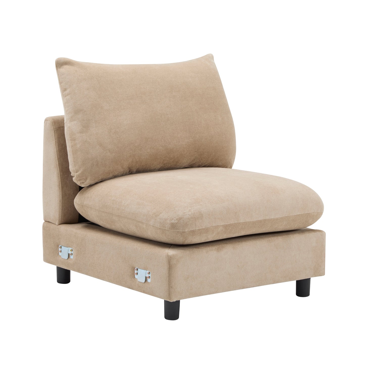 Sectional Sofa Modular Velvet Camel 5 Seat 99 In Eucalyptus Frame