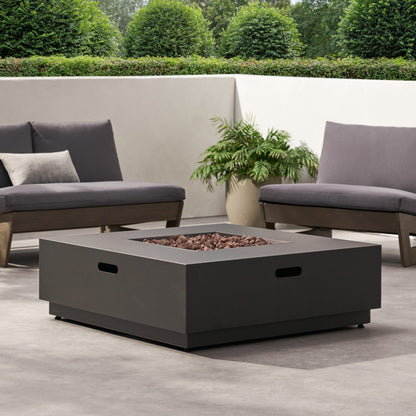 Stylish 40' Square Fire Pit in Brown and Gold Iron for Outdoor Warmth