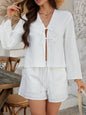 Devine Double Tied V-Neck Top and Shorts Set