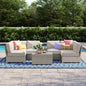 Outdoor Sofa Set HDPE Wicker Gray 8 Piece Aluminum Frame Seats 6