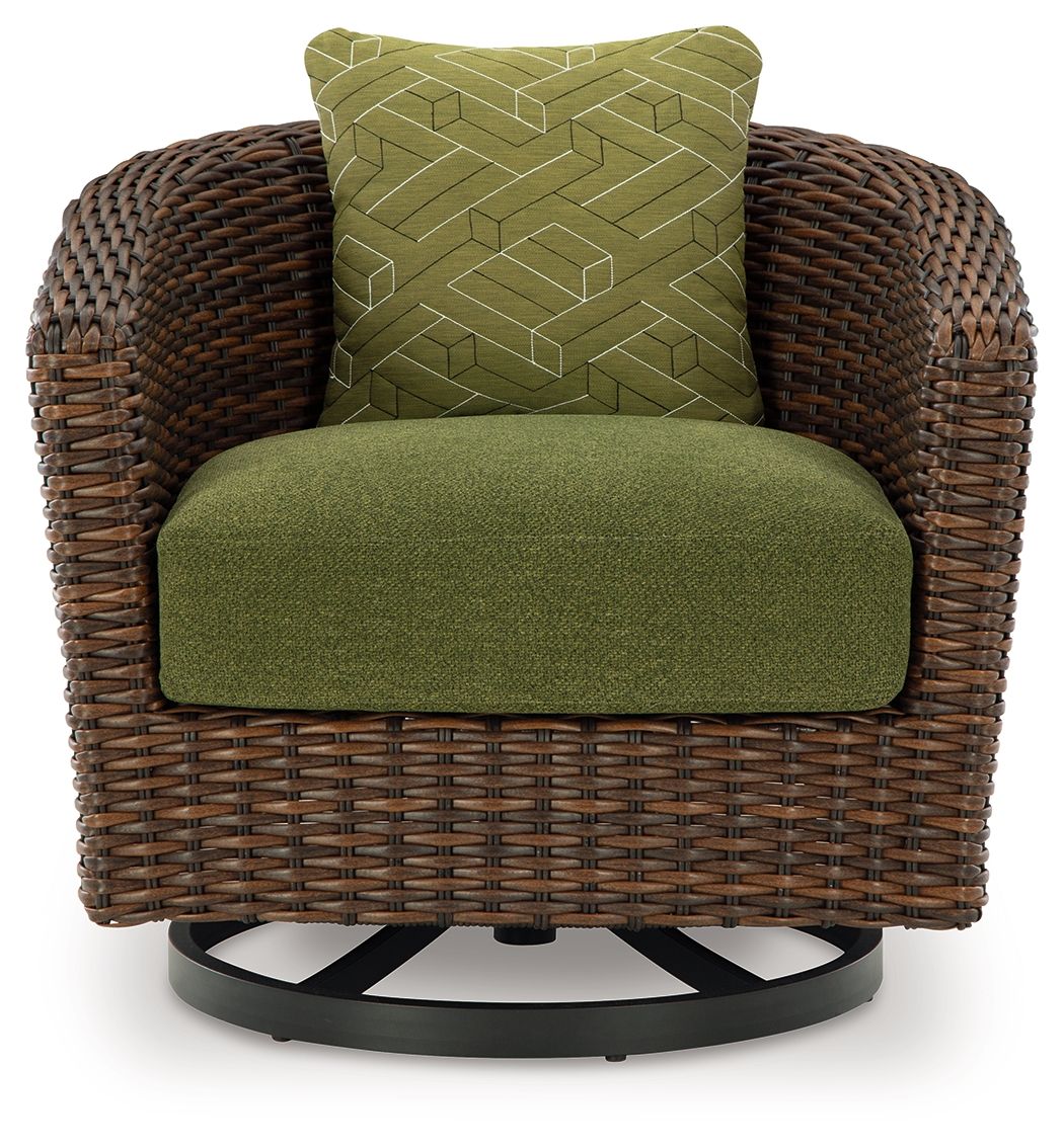 Horizon Hall - Swivel Lounge With Cushion - Brown / Green