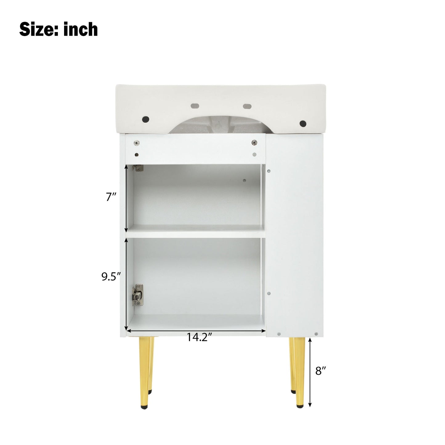 Amelia 21.6' Bathroom Vanity with Storage Cabinet, Single Ceramic Sink and Le...