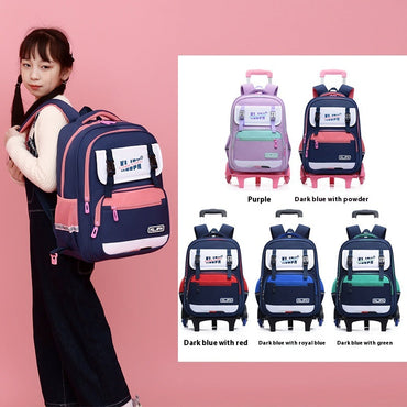 Children's Trolley Lightweight Shoulder Pad Wear-resistant Large Capacity Spine Protection Backpack Waterproof