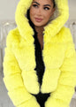 Short Hood Fox Fur Women's Long Sleeve Stitching Coat