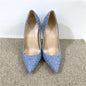 New Woven High Heel Shoes 12CM Pointed Stiletto Heel Shallow Mouth