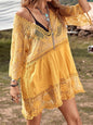 Semi-Sheer Lace Detail Beach Cover-Up Dress