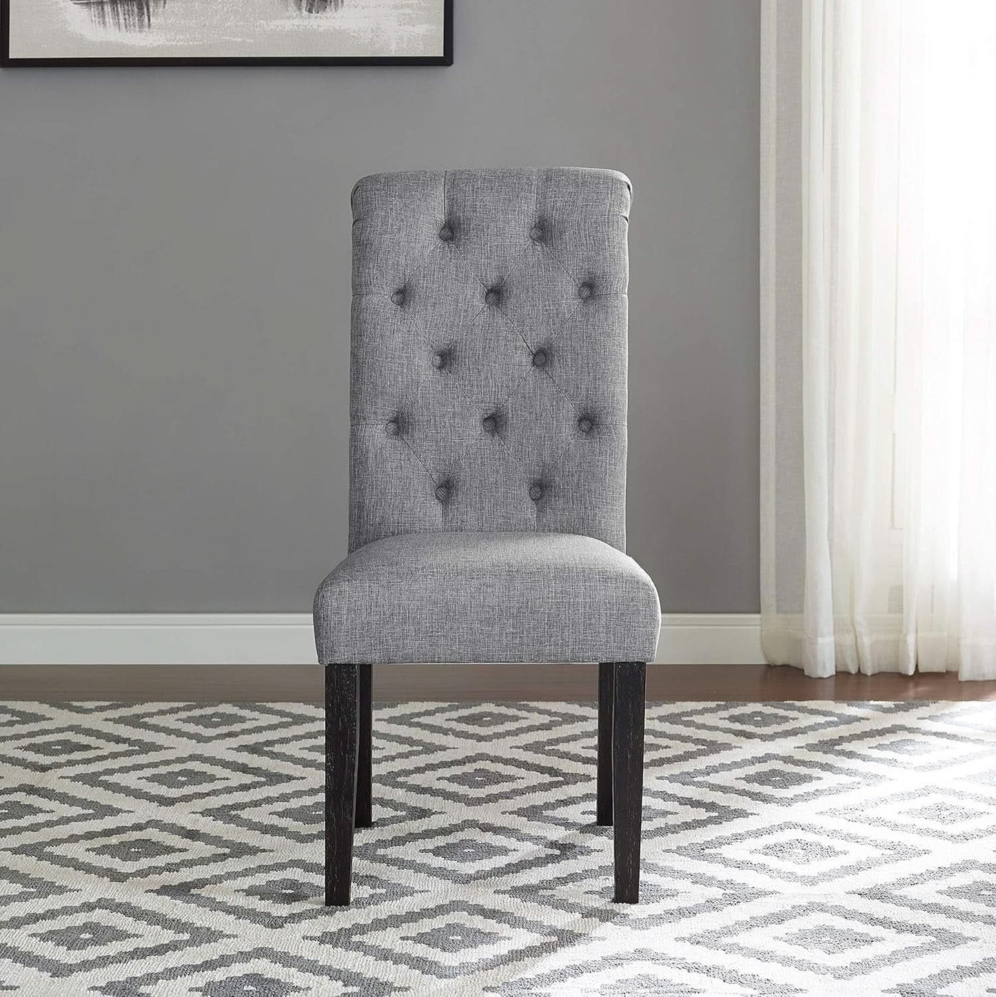 Leviton Gray Solid Wood Tufted Dining Chair Set Of 2