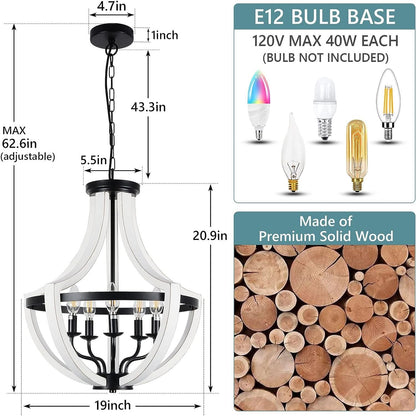 Modern White Solid Wood Chandelier