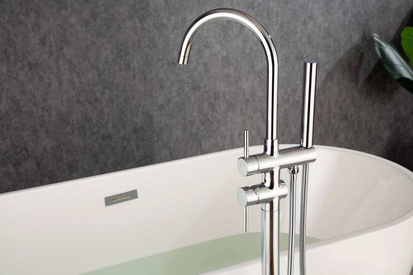 Single Handle Floor Mounted Tub Faucet Chrome