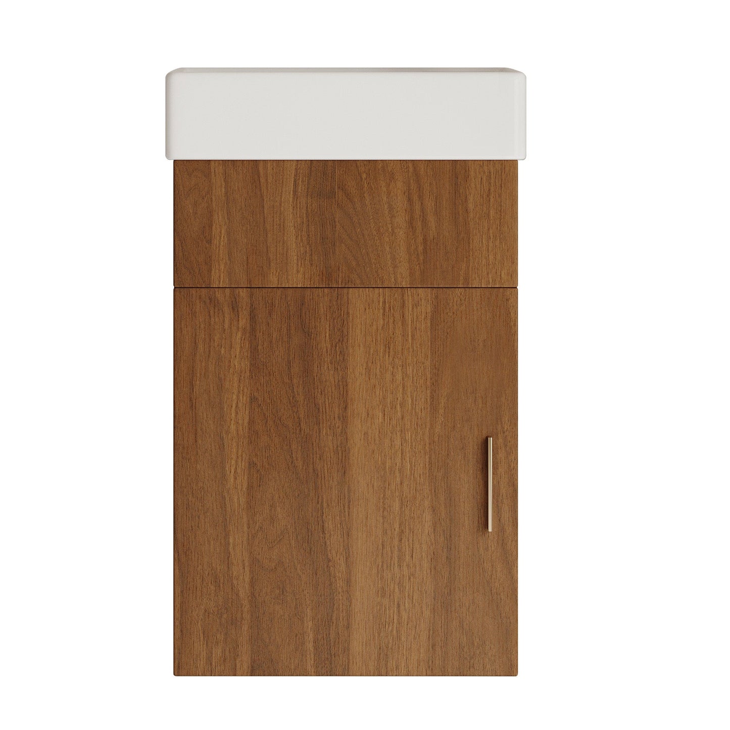 16.5 Inches Modern Floating Bathroom Vanity with Integrated Ceramic Basin Storage