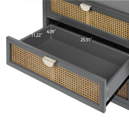 3-Drawer Cabinet - Natural Rattan - Suitable for Bedroom, Living Room, or Study