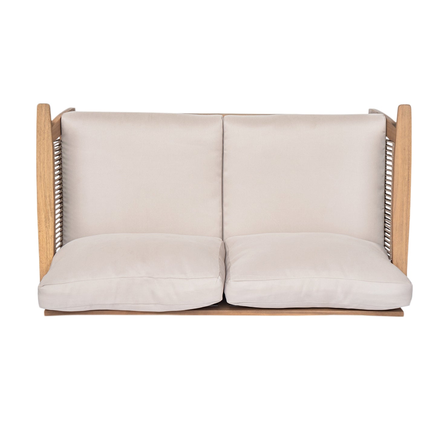 Outdoor Conversation Set 4 Piece Acacia Wood Rope