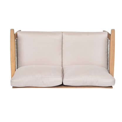 Outdoor Conversation Set 4 Piece Acacia Wood Rope