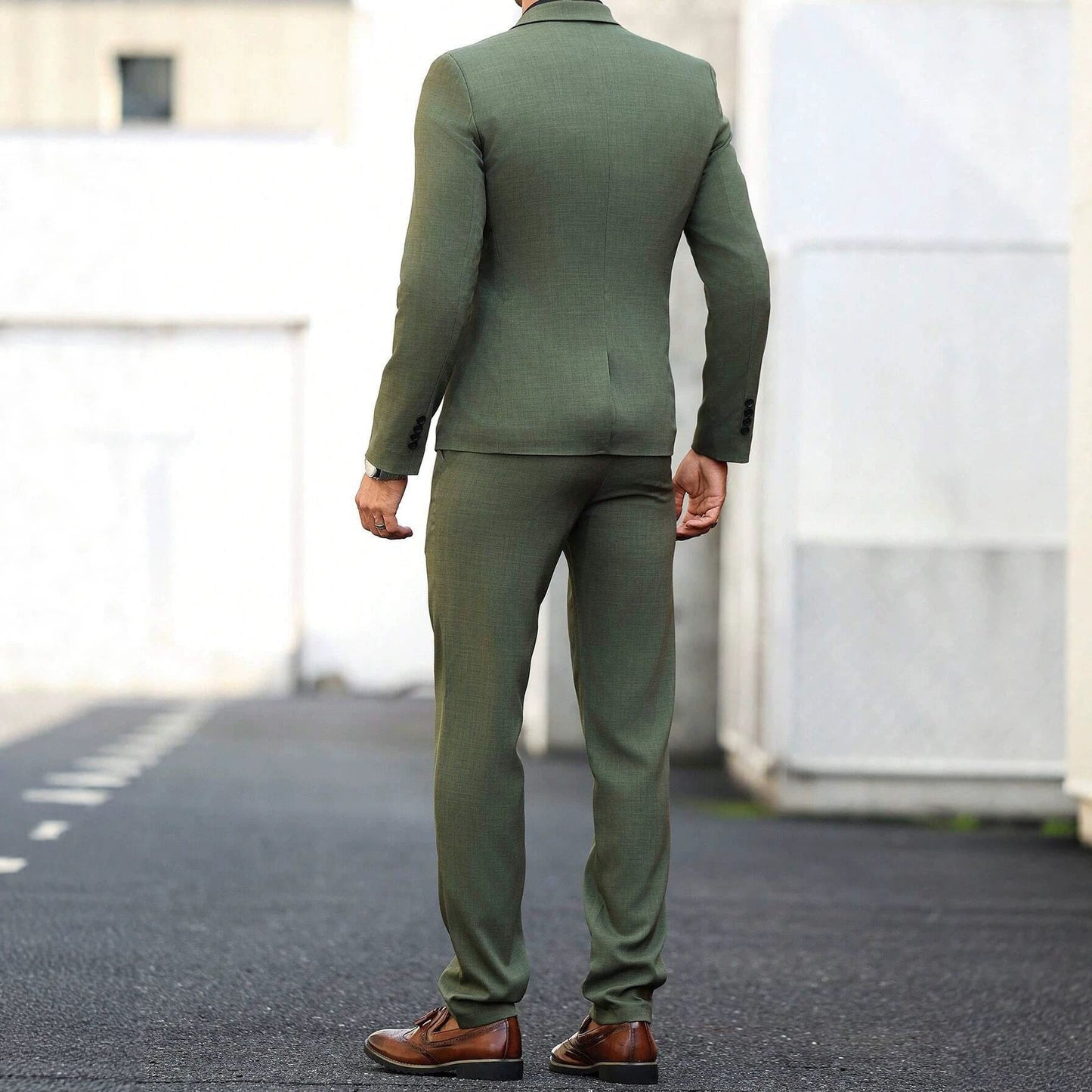 Mens Light-business Dark Green Suit Set