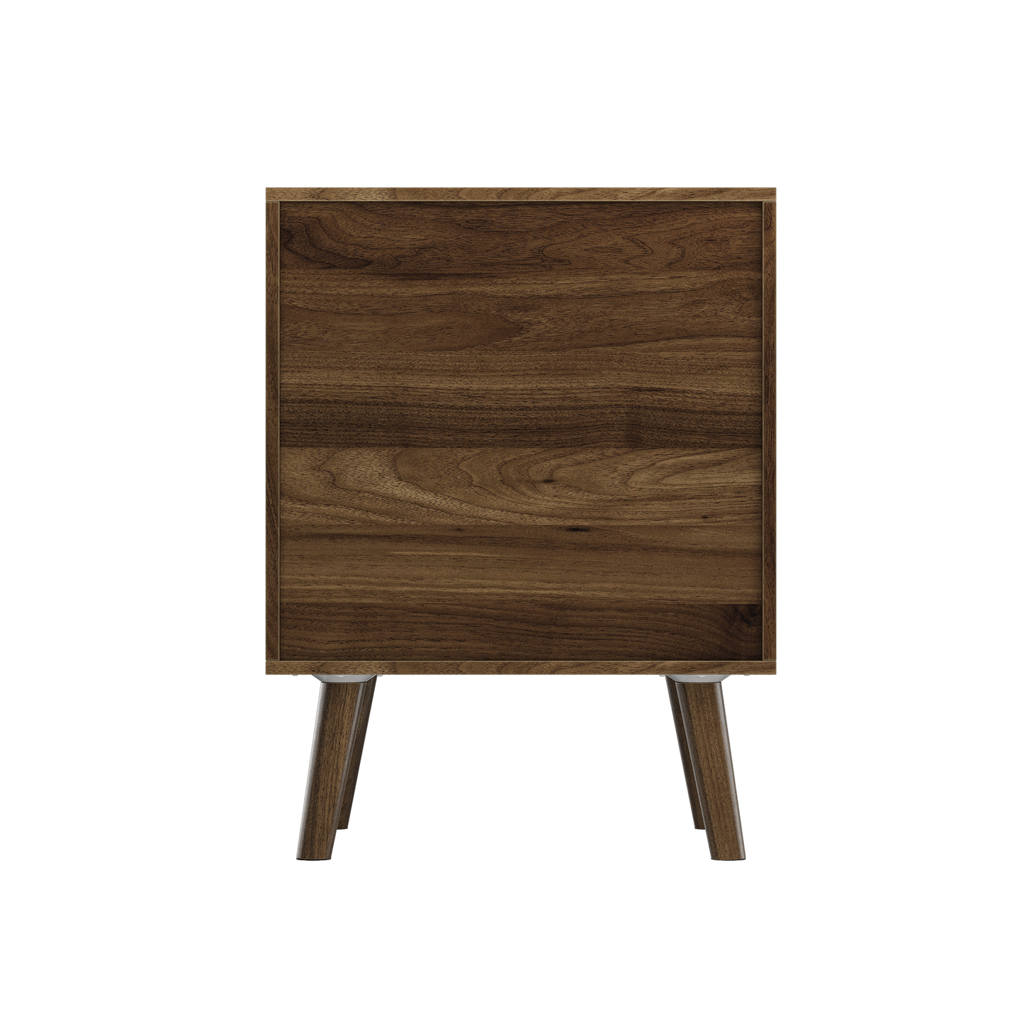 Double Drawer Bedside Table, Solid Wood Legs, Walnut, 15.75x15.75 in, 2-Pack