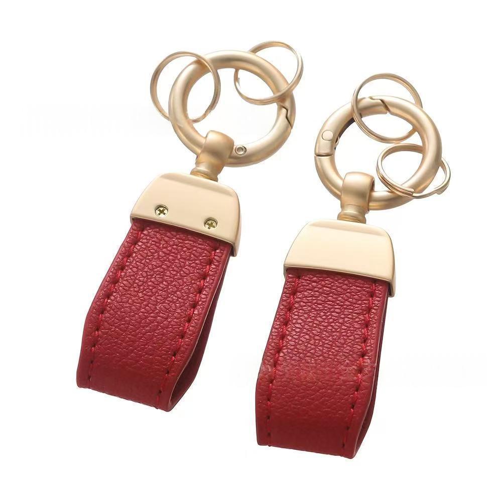 Solid-color Mini Goat-skin Leather Keychain