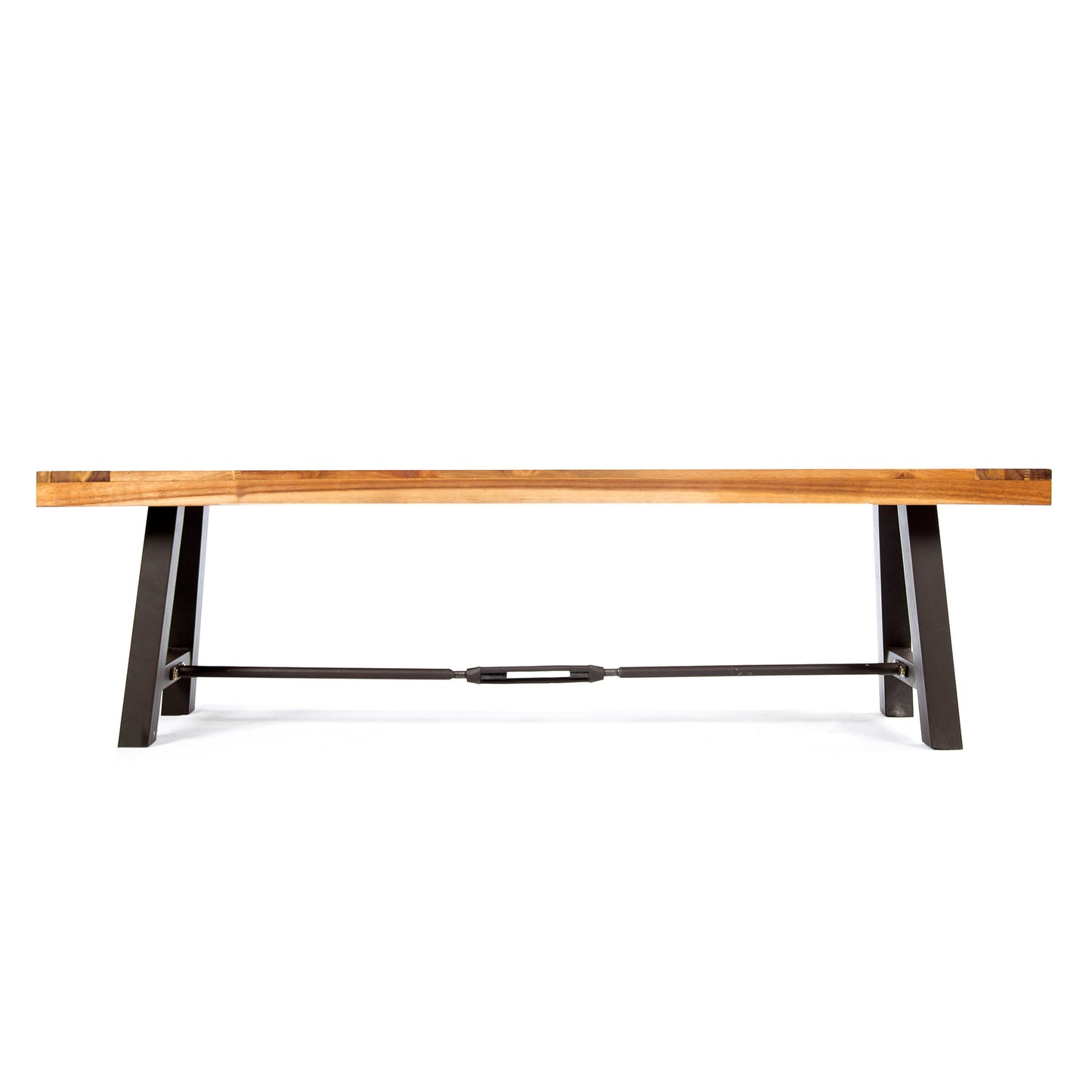 Outdoor Bench Acacia Wood Teak Slat Design Weather-Resistant 63x14.5x17.75 In