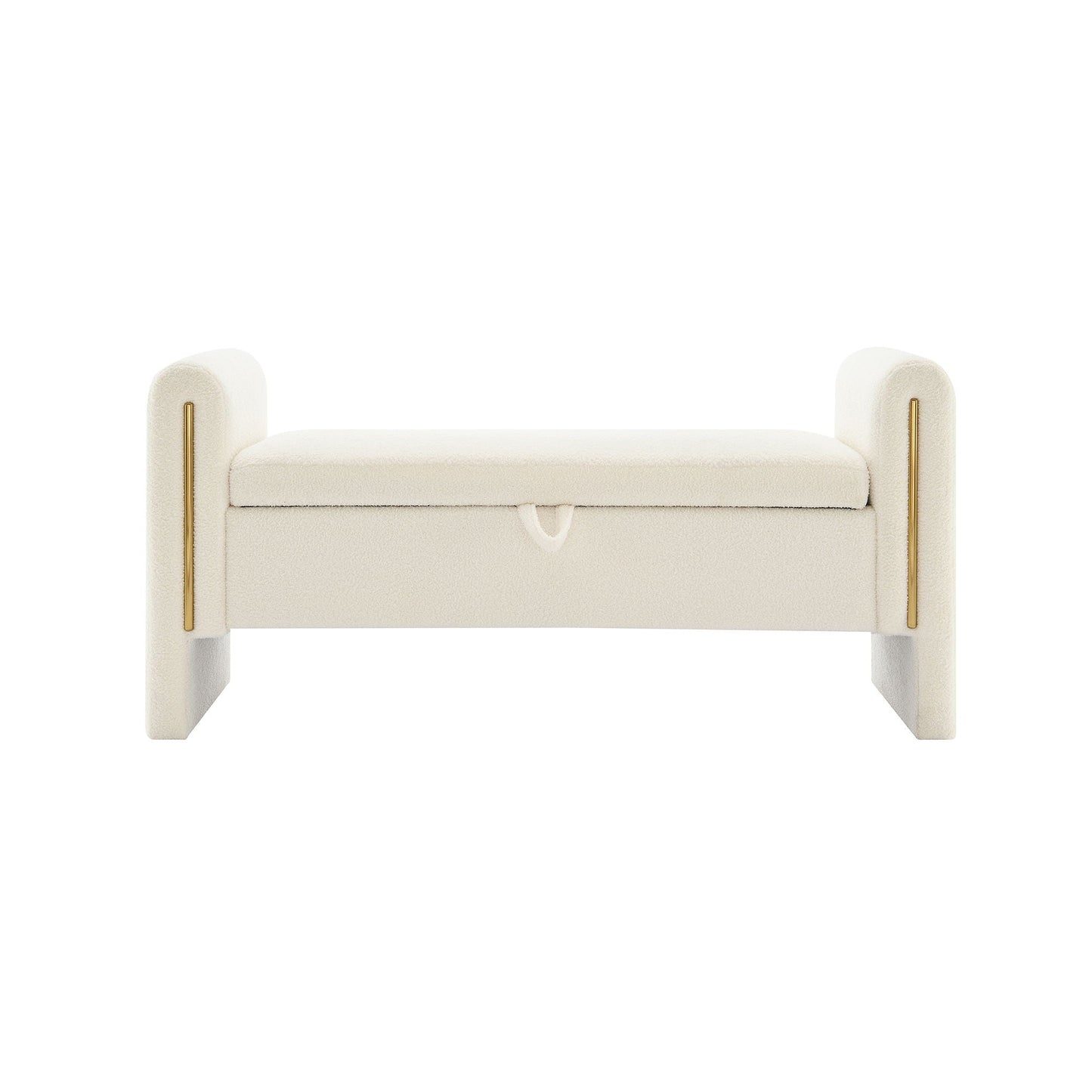 Modern Teddy Upholstered Large Bed End Bench With Arms And Storage