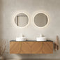 60' Bathroom Vanity with Sinks, Floating Wall-Mounted Plywood 4 Doors Black Stone Top