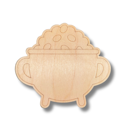 Unfinished Wood Etched Pot of Gold Shape | Paint By Line Crafts | up to 30" DIY