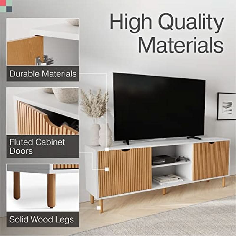 Modern 70 Inch TV Stand With Durable Adjustable Shelves