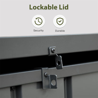 Outdoor Storage Box Steel Dark Gray Lockable 150 Gallon 660 LB Capacity