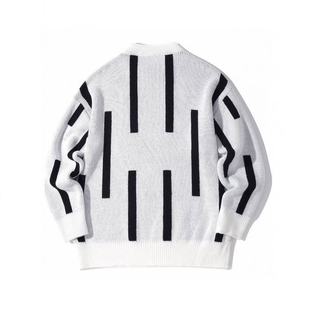 New Fallwinter Mens Pullover Color-block Knit Sweater
